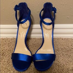 Blue heeled sandals